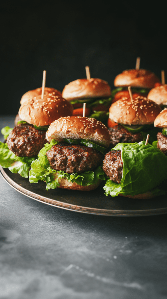 platter of keto sliders, game day food