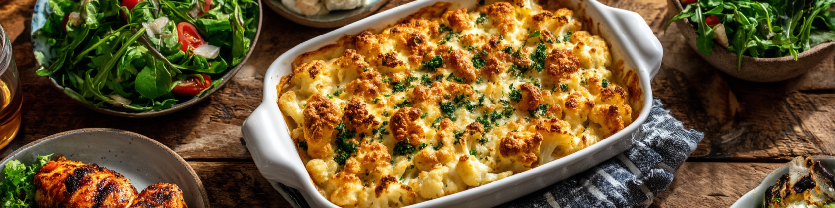 keto mac and cheese casserole on the dinnertable