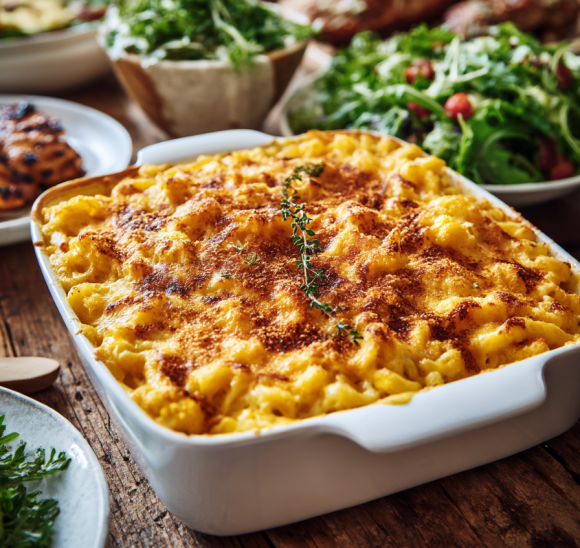 keto mac and cheese casserole on the dinnertable