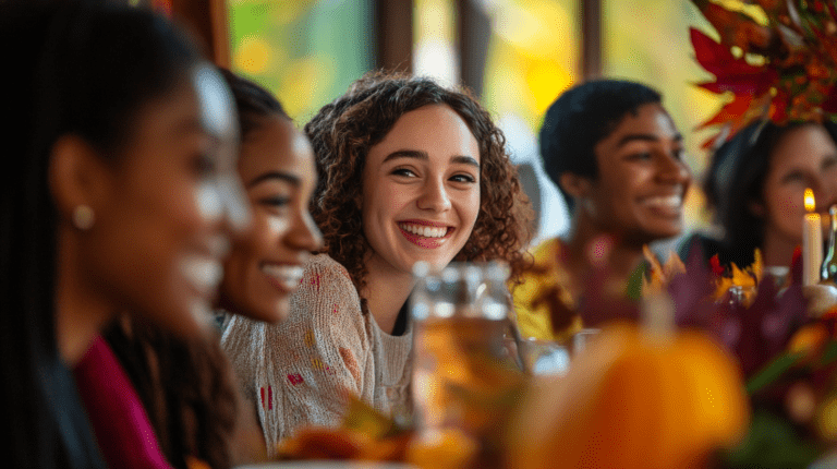 Happy people at a Keto friendly Thanksgiving dinner