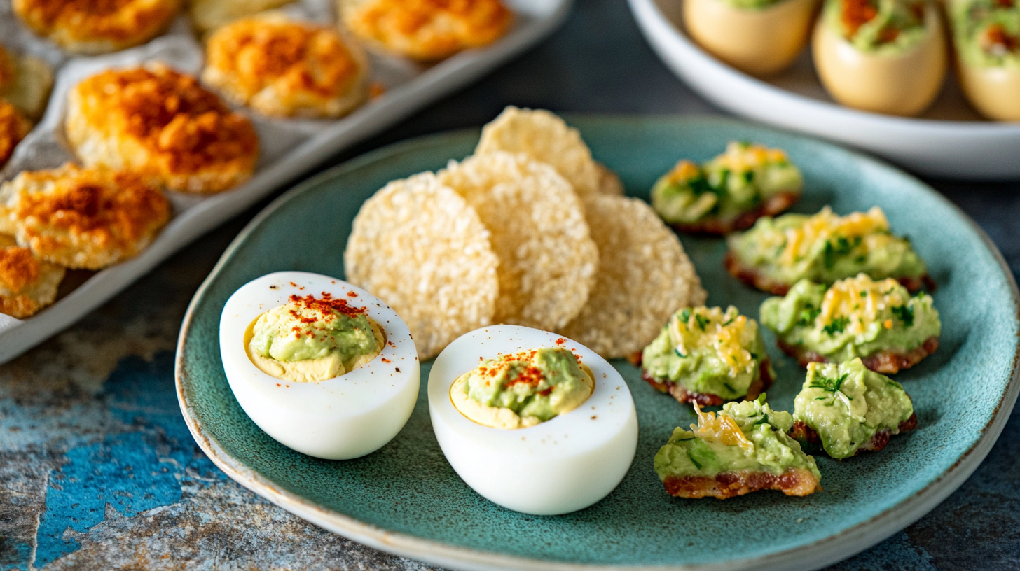 plates of keto snacks on table