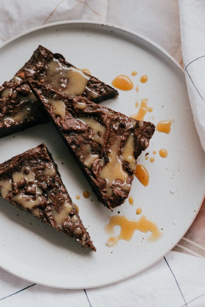 Keto Brownie Bites on white ceramic plate