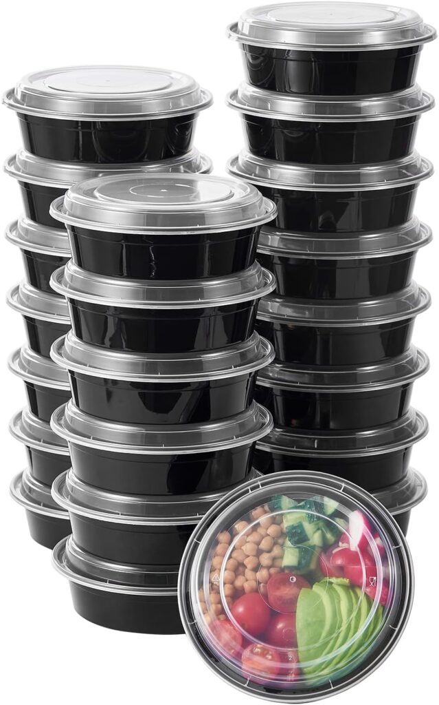 24 oz. 50 ct. Round Meal Prep Containers with Lids buffalo chicken lettuce wraps