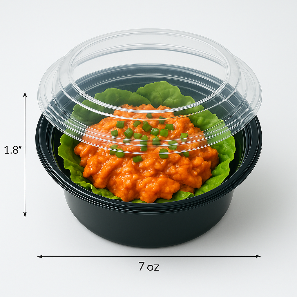 24 oz. 50 ct. Round Meal Prep Containers with Lids buffalo chicken lettuce wraps