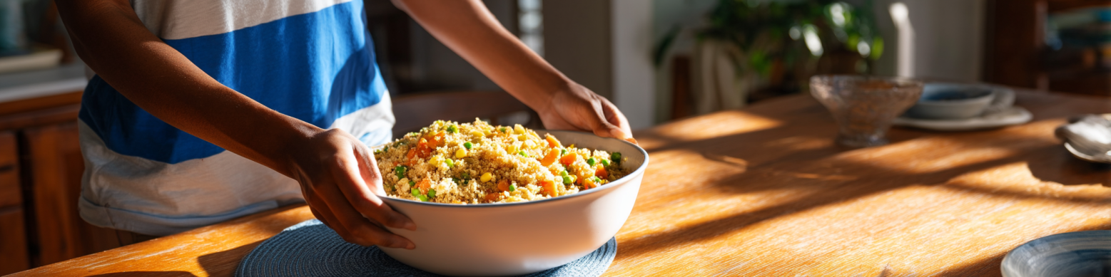 Big bowl of cauliflower fried rice