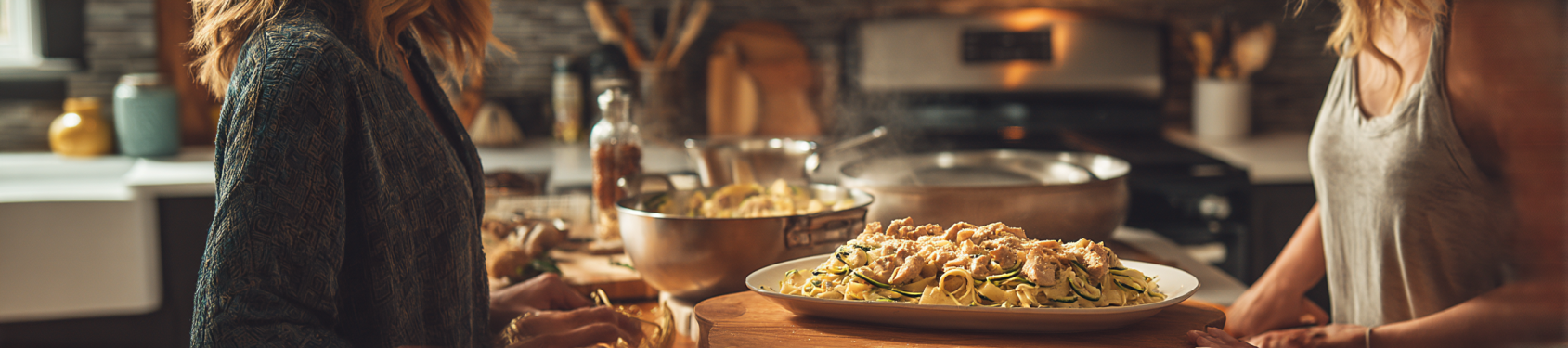 chicken alfredo zoodles dish