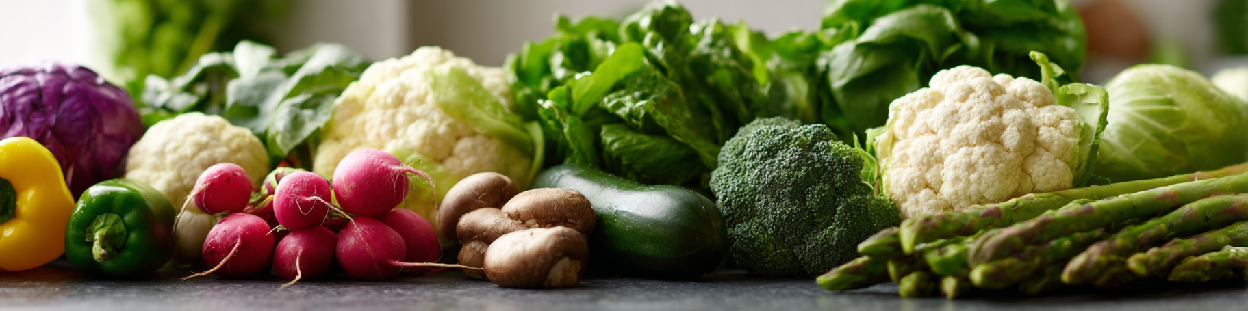 low-carb vegetables on a kitchen counter