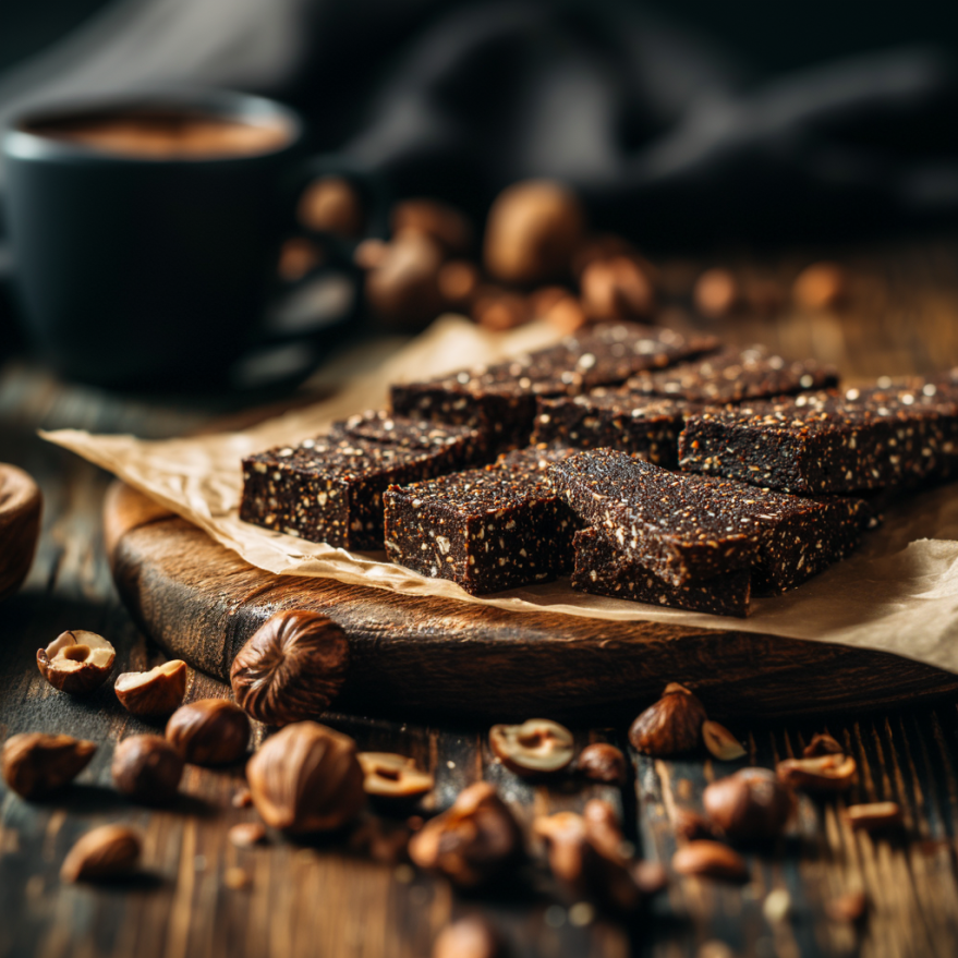 Bold, caffeinated keto Espresso Nut Bars, packed with roasted nuts, cocoa, and espresso — 3g net carbs and real energy without the crash. Perfect low-carb snack upgrade.