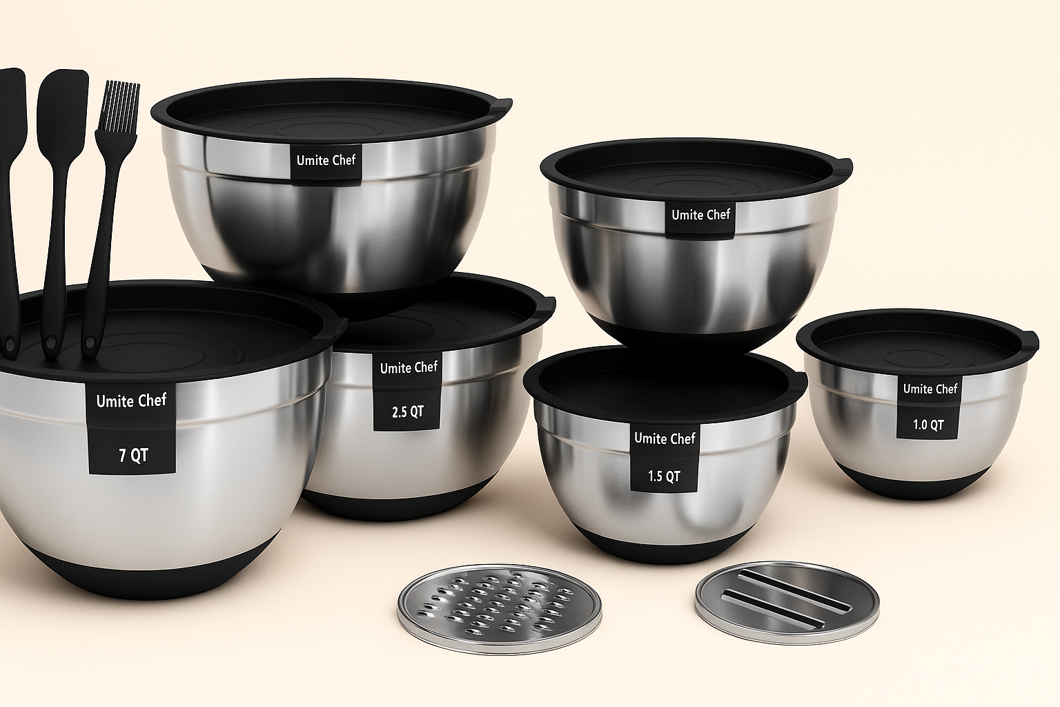 The Ultimate Mixing Bowls Set: 26PCS Stainless Steel with Airtight Lids & Kitchen Gadgets!