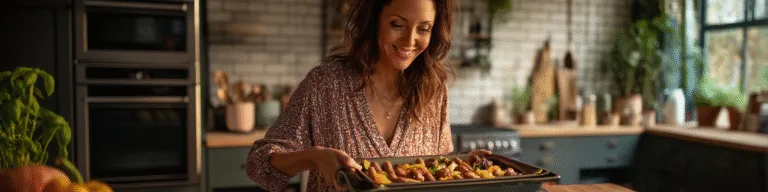 Quick and Easy Keto Sheet Pan Sausage and Veggies on kitchen counter